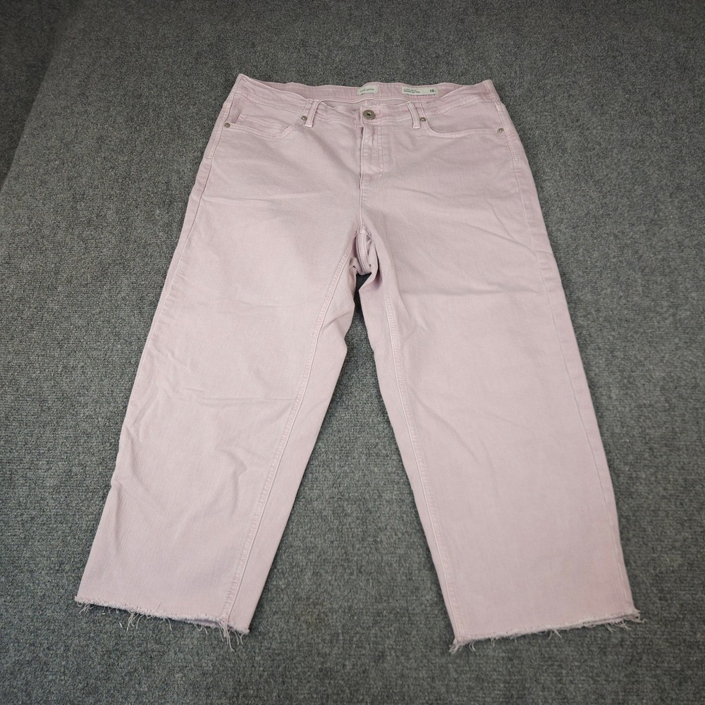 J. Jill Denim High Rise Straight Leg Crop Jeans Pink Mauve Raw Hem Womens 16P